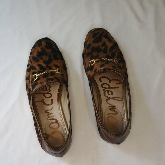 Sam Edelman Women's Loraine Leather loafers size 7.5 calf hair leopard print - Picture 1 of 5